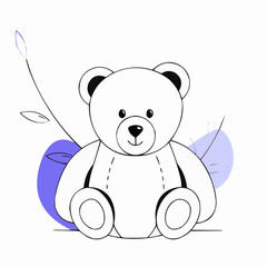 Obraz premium Adorable teddy bear illustration sitting with a joyful expression surrounded by playful greenery