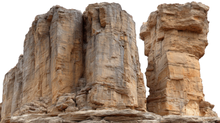 Rock pillars against dark sky