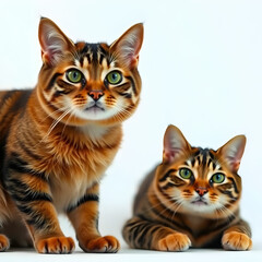 View of two cats against white background