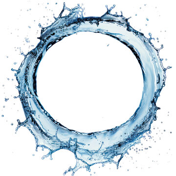 water splash round circle top view isolate on transparency background