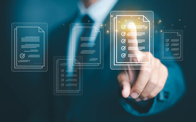  Business documents using a computer and digital technology to store data for the study, financial companies for communication to receive applications



