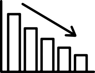 Simple black and white line graph showing a downward trend with an arrow