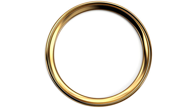 Gold circular frame, shiny metallic border, elegant golden ring isolated on white background, luxury badge or label mockup --ar 16:9