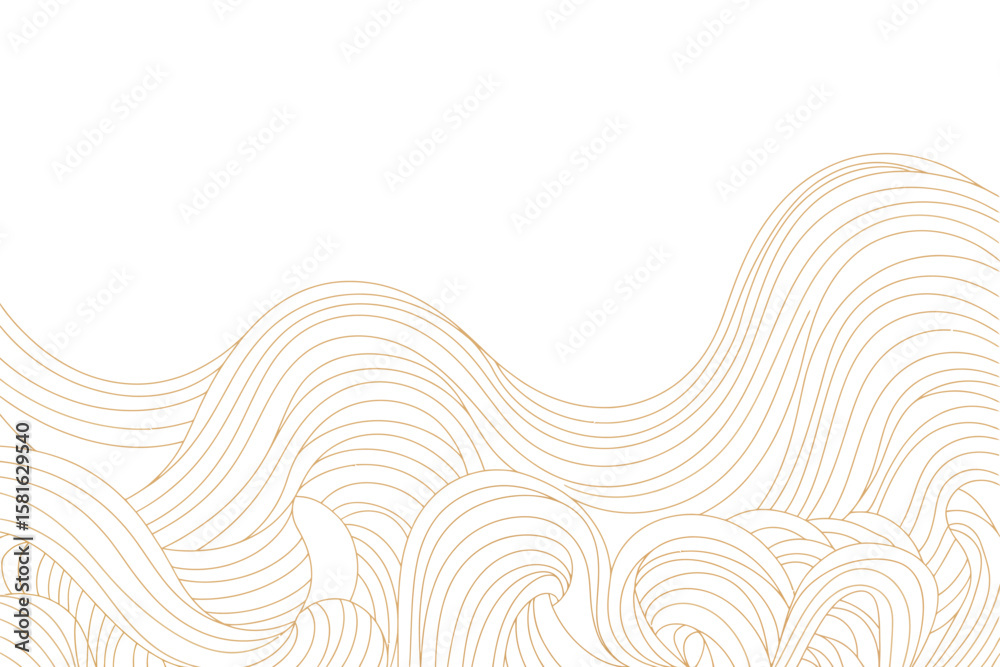 Poster elegant wave pattern with flowing golden lines creates a luxurious abstract design element for vario