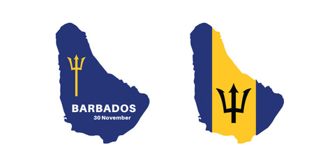 Set of isolated barbados maps. barbados flag overlaid with flag proportions. Maps and traveling around the world
