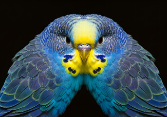 Budgie portrait symmetrical image