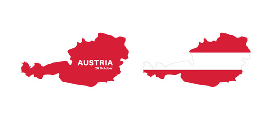 Set of isolated austria maps. austria flag overlaid with flag proportions. Maps and traveling around the world