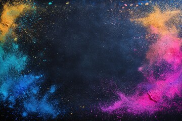 A colorful chalk border on a blackboard background with copy space for school, art, and creative concepts.