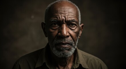 Obraz premium Elderly man in warm cinematic lighting with dark background
