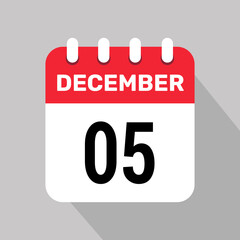 5 december calender icon text page monthly web design.