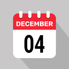4 december calender icon text page monthly web design.