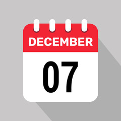 7 december calender icon text page monthly web design.