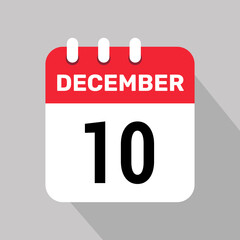 10 december calender icon text page monthly web design.