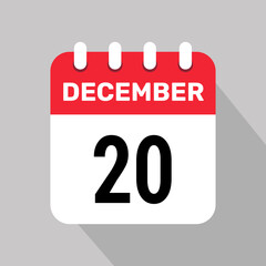 20 december calender icon text page monthly web design.
