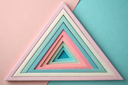 Pastel triangles nest against a split background, showcasing soft colors and a modern, geometric design perfect for various creative projects.