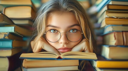 Student Studying Hard for Academic Success and Growth Representing Dedication Focus and Academic Achievement for Educational Campaigns Study Resources and Student Success