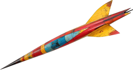 Weathered, colorful handmade dart with sharp point