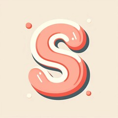 A modern cute letter , rounded corners, soft pastel coral and cream colors, clean minimalist style with slight shadow, 