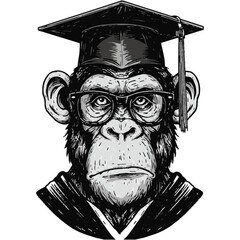 Smart Monkey Graduate Vector Illustration for Education Projects
