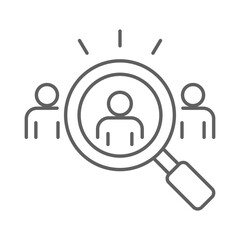 Candidate Selection Icon. Outline Style. Editable Stroke Vector. Human Resource Choosing Person from Group. Talent Acquisition, Hiring Process, Labor Shortage and Recruitment Concept Illustration.