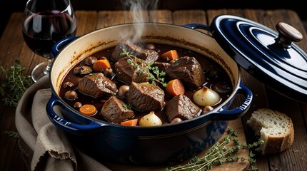 Countryside Comfort: Braised Beef and Vegetables in Red Wine Sauce