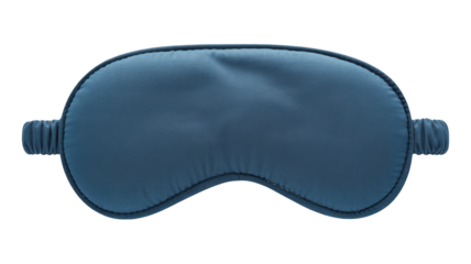 Blue fabric eye mask with elastic straps isolated on a transparent background sleep