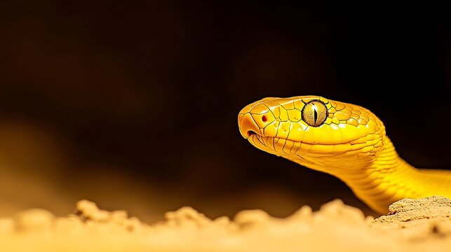 Yellow Viper Snake Close-up, Venomous Reptile Wildlife
