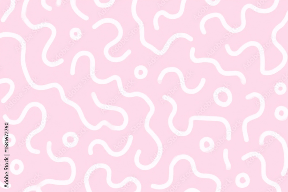 Fototapete fun pink line doodle seamless pattern. creative abstract squiggle style drawing background for child