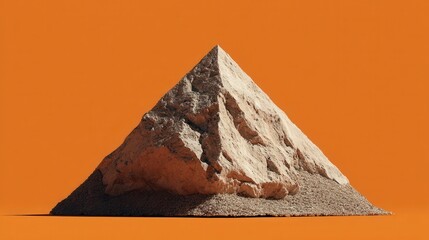Beige Pyramid Rock on Orange Background.