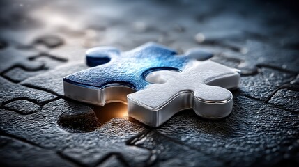 Close-up puzzle piece fitting