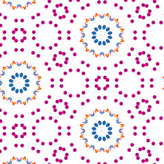 Colorful dotted and floral geometric pattern