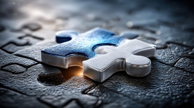 Close-up puzzle piece fitting