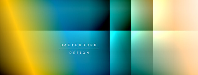 Abstract gradients form colorful rectangles. Text reads background design. Simple composition, modern aesthetic, vibrant hues dominate visual space.