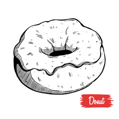 hand draw donut illustration with tasty topping