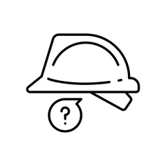 Empty Hard Hat Icon. Outline Style Vector. Missing Worker, Labor Shortage, Construction Vacancy, Staffing Gap, Industrial Workforce Crisis, and Employment Uncertainty Symbol