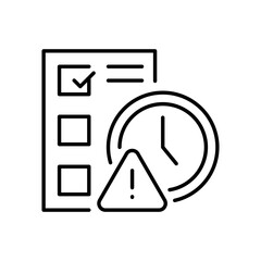 Delayed Task Icon. Outline Style Vector. Project Deadline Warning, Incomplete Checklist, Time Management Crisis, Labor Shortage Impact, and Late Schedule Concept Illustration