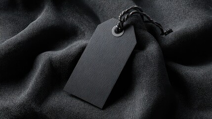 Black Tag Mockup on Dark Fabric.