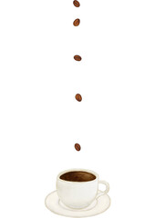 水彩　上から見たコーヒー　イラスト