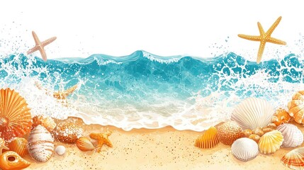 Summer Border Clipart with Colorful Beach Accents Representing Coastal Fun Seasonal Beach Vibes and Creative Designs for Travel Ads Event Marketing and Summer Promotions