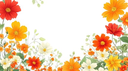 Summer Border with Floral Patterns and Bright Colors Representing Vibrant Warm Designs for Invitations Event Promotions and Seasonal Campaigns Featuring Summer Themes