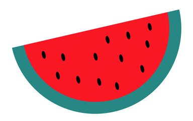 Simple vector illustration of a watermelon slice. Ideal for summer-themed designs, food blogs, and healthy eating visuals.