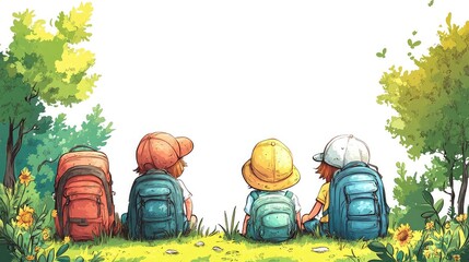 Summer Camp Clipart Representing Outdoor Adventure and Fun Representing Exciting Activities Nature Camps and Summer Youth Programs for Camp Marketing Event Promotion and Travel