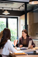 Business people, coach at office for internship program or training staff. Businessman, executive...