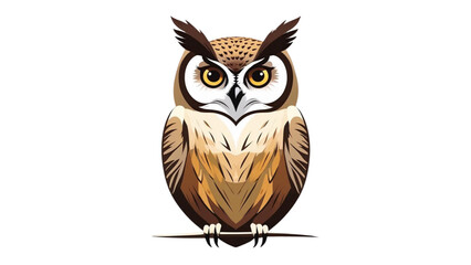 Naklejka premium A stylized vector illustration of an owl perched on a branch, featuring detailed feathers, bold lines, and a striking facial expression.