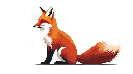 Obraz premium A clean and vibrant vector illustration of a red fox sitting with its fluffy tail curled beside it.
