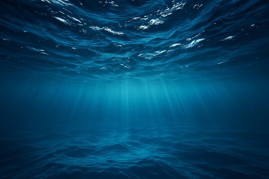 Tranquil Underwater Scene with Gentle Blue Waves and Light Rays