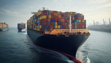 Large Container Ships Illustrating Global Supply Chain Disruption and Logistics
