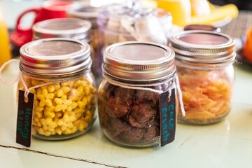 Rustic Pantry Charm: Homemade Snacks in Glass Jars