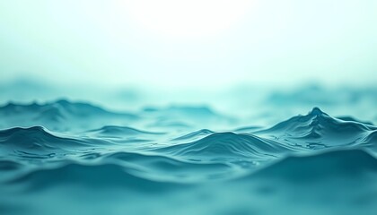 Closeup of blue ocean water with small waves and a blurred lightblue background