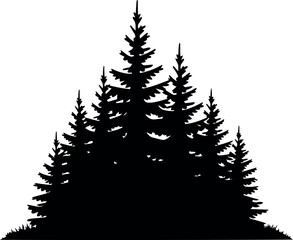 Fototapeta premium Silhouette of evergreen trees forest vector graphic for nature and outdoor design